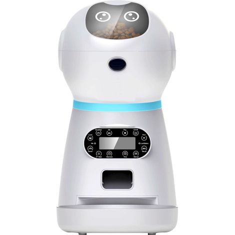 Distributeur automatique de croquettes pour animaux de compagnie 3,5 L avec robot et enregistreur vocal, pour chiens et chats. (1/5)