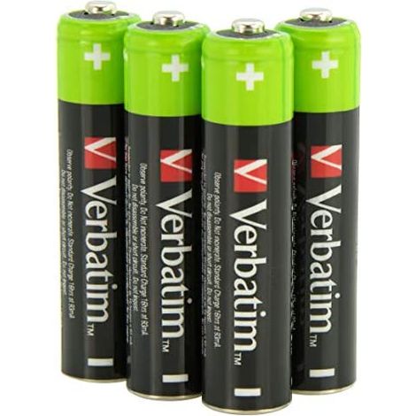 VERBATIM AAA Premium Akkus 4er Pack - 1.2V 950mAh - Wiederaufladbare NiMH HR03 Akkus - Geringe Selbstentladung - Vorgeladene Mignon-Batterien für Controller, Spielzeug, Kameras, etc.