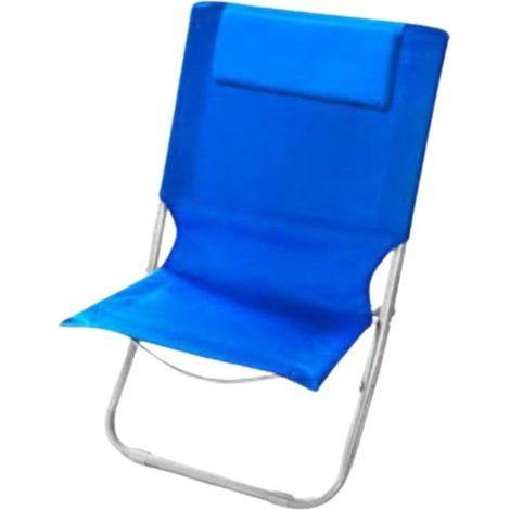TrAdE Shop Traesio - Spiaggina Con Cuscino Per Testiera Blu 57 X 47 X 95 Cm Pieghevole Portatile 281015 - (1/5)