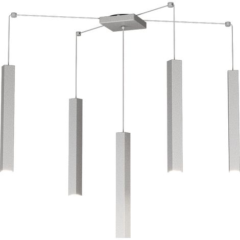 Sospensione Moderna Square Tube Metallo Grigio 5 Luci Gu10 (1/4)