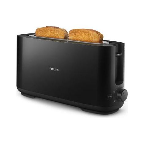 Grille Pain - Toaster Electrique  – PHILIPS - Daily Collection – Design a fente longue - 8 réglages - Ramasse-miettes amovible - Noir