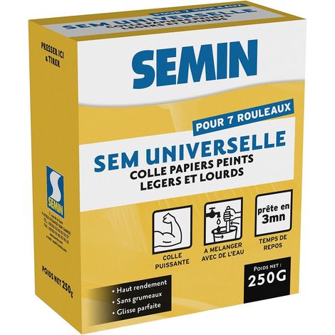 Colle en poudre pour papiers peints légers et lourds Semin Sem-Universelle - boite 250 g