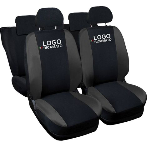 Lupex shop - Coprisedili Auto Compatibili per Yaris, Made In Italy, anteriori e posteriori con copri poggiatesta incluso, tessuto poliestere, Nero - Grigio Scuro