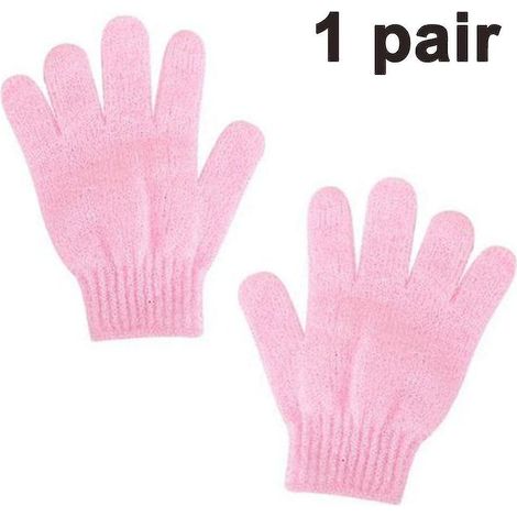 Gants de douche exfoliants à double texture pour douches, spas, massages et gommages corporels, éliminant les cellules mortes de la peau (1/5)