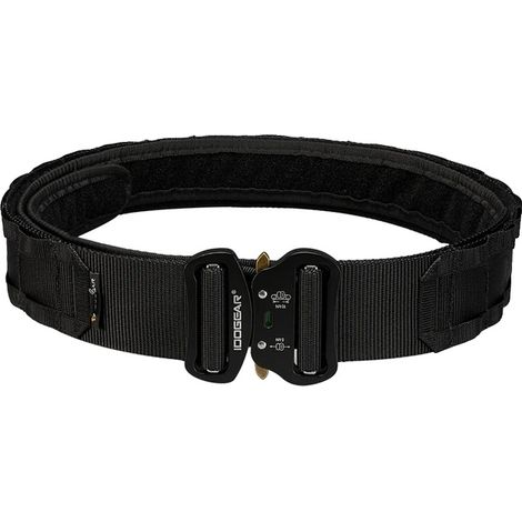 Ceinture tactique, boucle à dégagement rapide, résistante, noire, L