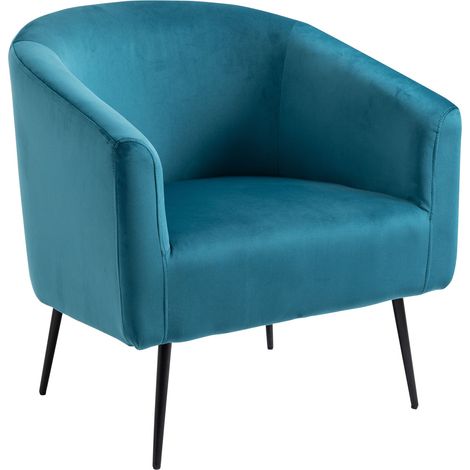 Nordlys – Fauteuil relax scandinave 75x65x76 cm – Acier époxy noir – Assise 44 cm – Tissu 100% polyester certifié OEKO-TEX