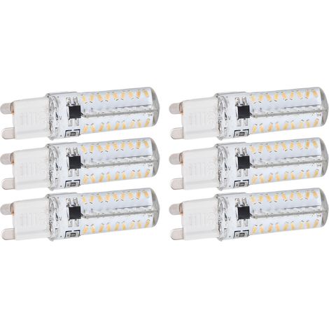 6PCS Ampoules G9 72 LED 5W 220V, Lumière Chaude pour Plafonnier Murale en Silicone, Éclairage Domestique