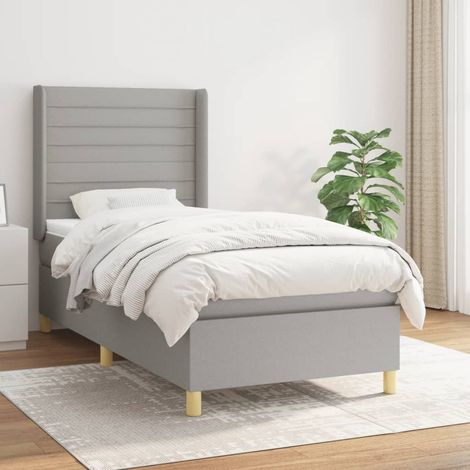 Boxspringbett mit Matratze Hellgrau 90x190 cm Stoff (1/5)