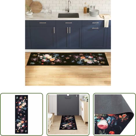 vidaXL Küchen Läufer - Küchen Teppich Schwarz 180 x 60 cm Samt (1/5)