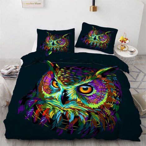 Bettwäsche-Set Eule 155x220 cm 3-teilig Mikrofaser mit Reißverschluss