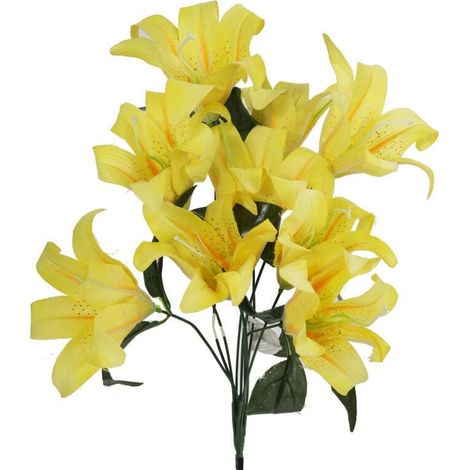 Strauß aus 10 künstlichen gelben Lilien – Höhe 44 cm (1/3)