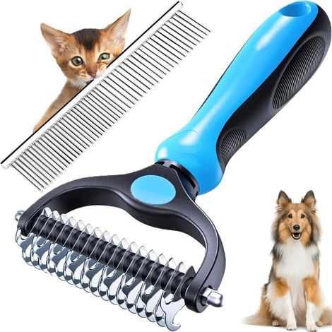 Spazzole per cani e gatti, spazzole per cani a 17+9 denti, rastrelli per la toelettatura dei cani, spazzole per la toelettatura per rimuovere nodi/sottopelo, spazzole per cani con pettine (1/4)