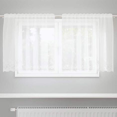 Rideau en dentelle - Dentelle - Blanc - 80 x 150 cm - Polyester translucide tamisant (1/5)