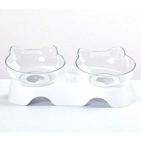 Double Bols pour Chat, Bol orthopédique pour Animaux Anti-vomissements, Bol pour Chien Kitty’s Food Water Bowl, Plat incliné pour Chat protège la Colonne vertébrale, Bol incliné à 15 ° (1/5)