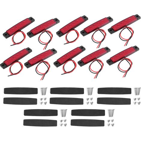 10 Feux de position latéraux pour camion, signalisation LED 6 LED 12V Rouge, lot de 10 (1/5)