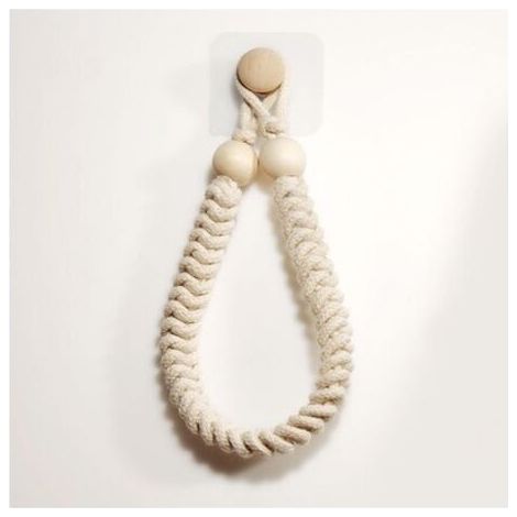 1 Stück Handtuchhalter (Beige) aus Seil, Papierhalter, Badezimmer, Halterung für Toilettenpapierrolle, Handtuchhalter aus Holz, Retro-Juteseil für Küche und Bad
