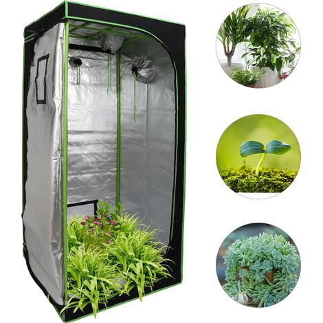 TolleTour Growbox Indoor Pflanzzelt mit Reißverschluss, Kabelöffnungen und reflektierender Innenfolie 80x80x180cm