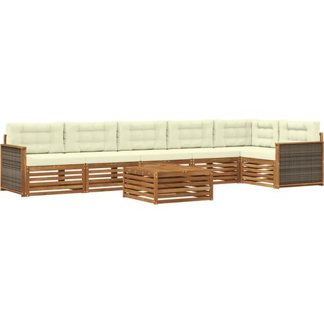 Outdoor Sofa Set with Cushion 7 pcs Natural and Cream vidaXL (1/5)