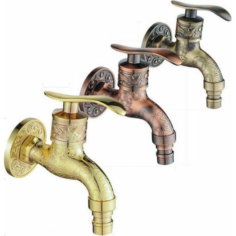 Mitigeur robinet vintage en bronze pour baignoire, lavabo, balcon, bar, toilette - finition peinture bombe, eau chaude et froide, décoration intérieure (1/4)