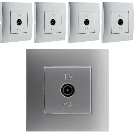 Lot de 5 prises TV montés module large - Silver - Simplea (1/4)