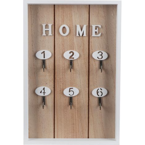 Porte-clés mural en bois, organisateur, support décoratif suspendu, décor (D) (1/5)