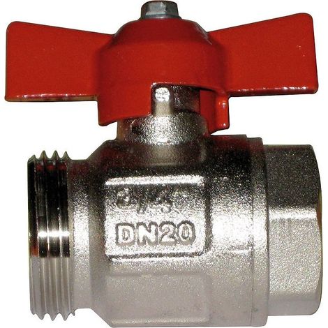 AC 635 NR Valvola a sfera 1" F x 1"1/4 M diritta maschio-femmina senza raccordo, manovra a farfalla (rossa) 501354N