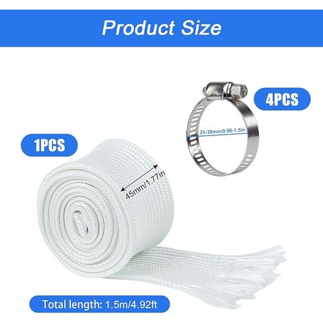 25mm x 150cm Exhaust Pipe for Diesel Generator and Heating Auxiliary Heating Exhaust Pipe Exhaust Heat Pipe with 4 Clamp (1/4)