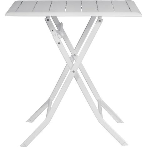 Tavolo Pieghevole da Giardino 60x60x72 cm Lucca in Alluminio Bianco (1/4)