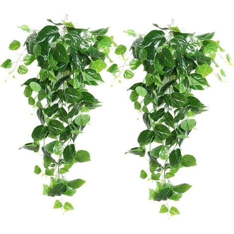 Lot de plantes artificielles suspendues, 90 cm de faux lierre, feuilles de scindapsus pour la décoration (1/4)