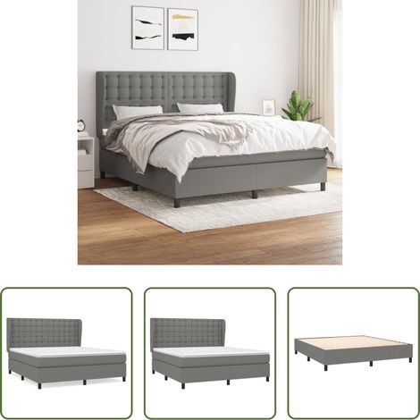 vidaXL Kopfteil - Boxspringbett mit Matratze Dunkelgrau 180x200 cm Stoff (1/5)