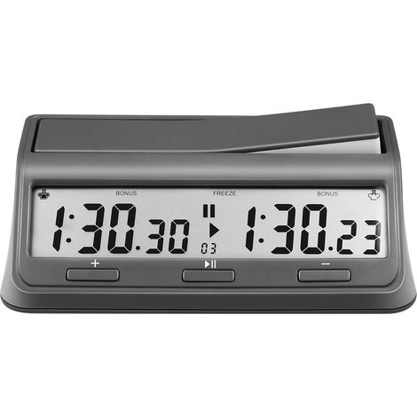Minuteur d'échecs numérique LEAP professionnel pour jeux de société, avec 37 programmes prédéfinis, compte à rebours, bonus/incrément, délai, fonction Byo-yomi (coups restreints), limitation du temps. (1/4)