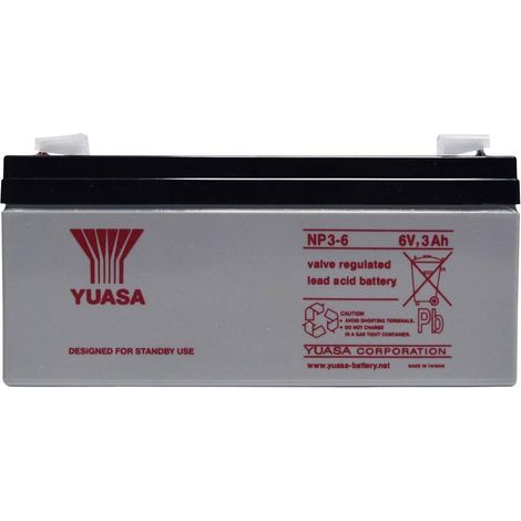 Yuasa NP3-6 Batería VRLA 6 Voltios 3 Ah Compacta