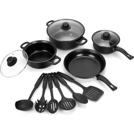 Herzberg HG-04241: 13 Pieces Non-Stick Cookware Set with Nylon Cooking Spoon Set (1/5)