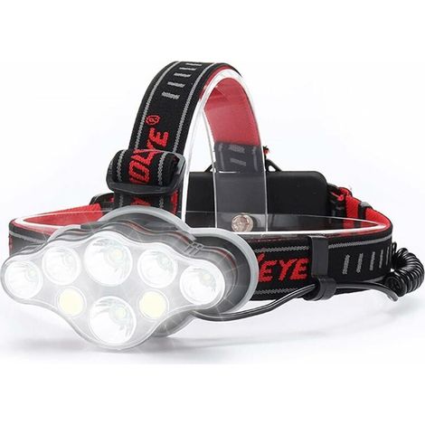 Lampe frontale Rechargeable Puissante, 18000 Lumen 8 Modes Lampe Frontale LED Lampe Frontale Puissante Lampe de Mains-libres pour le Camping, Lampe Frontale Running IPX5 Enfant Lecture (1/5)
