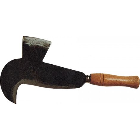 Roncola scure acciaio forgiato,manico in legno,tipo con pennato,lunghezza cm.37 - Salone