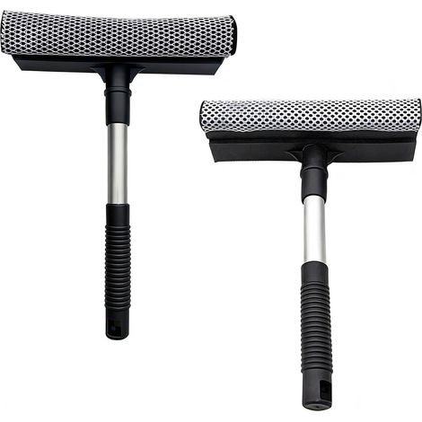 Kit de nettoyage 2 pièces pour vitres et pare-brises de voiture — Ensemble d'outils 2-en-1 (raclette et éponge grattoir) pour véhicules, adapté au nettoyage des vitres, des douches et des sols.