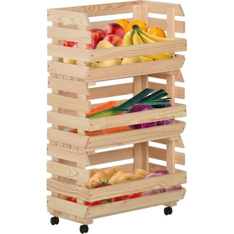 Maison Exclusive - Carrello Portaverdure 37x30x80 cm in Legno Massello di Pino