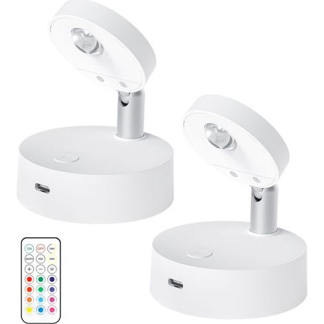 Projecteur télécommandé 13 couleurs ACKERMAN, veilleuse magnétique LED rechargeable en forme d'œil de chat, lampe de chevet et murale RGB (1/5)
