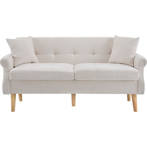 ELVMI 2-Sitzer Sofa mit Dicken Kissen und Ergonomischen Armlehnen aus Chenille Beige 162 × 74 × 77 cm (1/5)