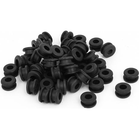 Passe Fil Caoutchouc Oeillet Passe Câble Bague étanchéité plat noir joint câblage intérieur 5 mm diam 50pcs (1/2)