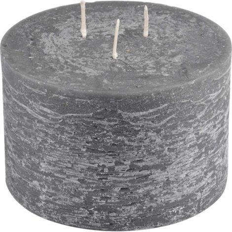 Bougie Déco 3 Mèches "Rustique" 12cm Anthracite (1/2)