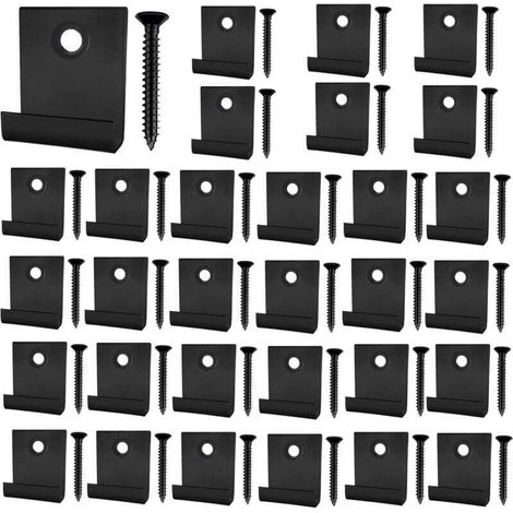 30 clips de terrasse composite, clip de fixation de démarrage caché avec vis autotaraudeuse, quincaillerie de bricolage en acier inoxydable (noir)