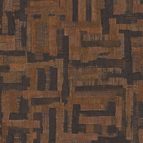 Papier peint ethnique Profhome 782046 papier peint intissé gaufré à chaud texturé à l'aspect textile mat brun brun-terre-de-sienne brun noir 5,33 m2