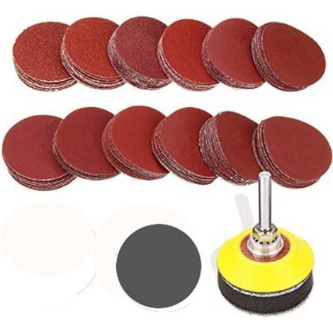 120 Pièces Disques Abrasifs 50mm Disques de Ponçage Grain Meulage Fraisage Gravure 60,80,100,180,240,400,600,800,1000,1200,2000,3000 (1/4)