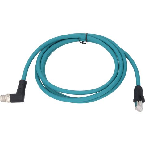 Câble Ethernet CAT6A, connecteur M12 8 broches X Code vers RJ45 mâle blindé, étanche IP67, 2 mètres, gaine bleue (1/5)
