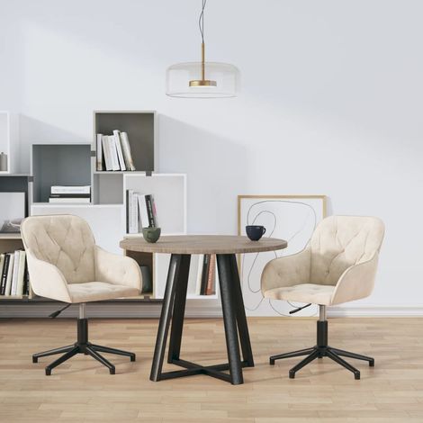 vidaXL Swivel Dining Chairs 2 pcs Cream Velvet (1/5)