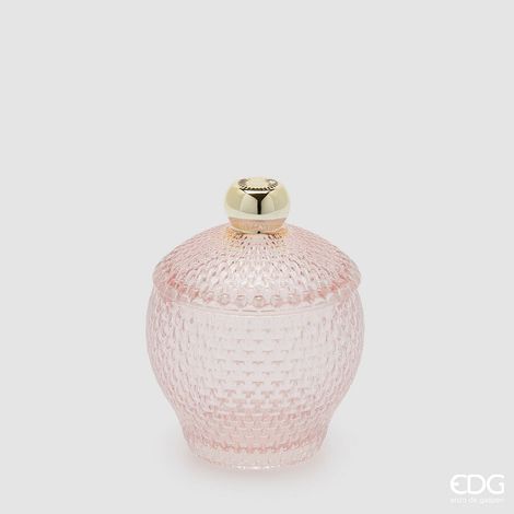 EDG Enzo De Gasperi Contenitore Decorativo Micro Quadretti Bombato H 14,5 Cm D 10,5 Cm Rosa