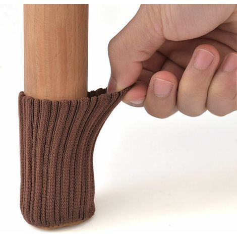 Chaussettes tricotées pour pieds de chaise, de table ou de meuble - Protection de sol amovible - Réduction du bruit - Lot de 8 (Couleur café)