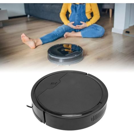 Aspirateur robot intelligent, robot 3 en 1 pour balayer, aspirer et laver les sols, contrôle par application, minuterie, chargement USB, noir. (1/5)