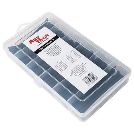 Kit guaine termorestringenti flessibili pretagliate diametri misti colore nero in box Raytech THERMO MINIMIX-N